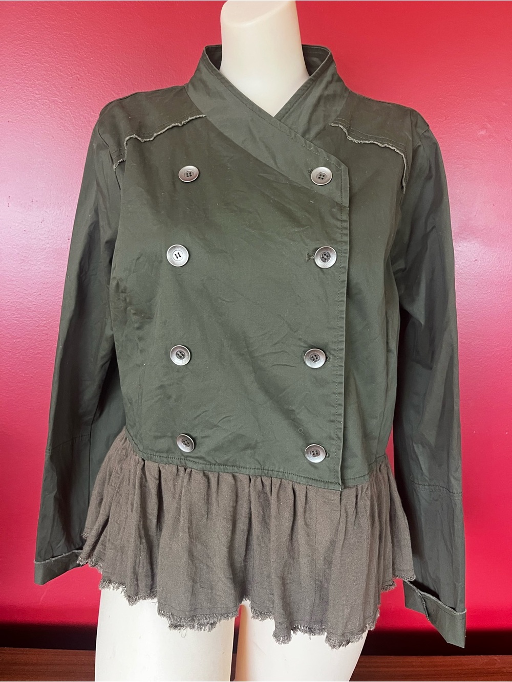 Like new Mystree Olive Green Utility Peplum Jacket
